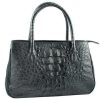 Exotic Caiman Black Leather Bag